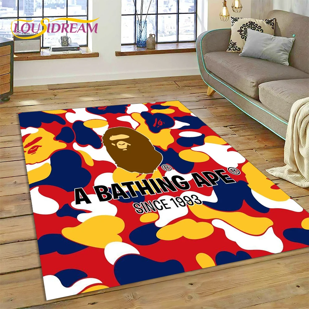 Home Decor Online Game - 3D プリント B-BAPE ファッションカーペットラグ寝室リビングルームホームソファ装飾、子供用ゲーム大型装飾フロアマットギフト
