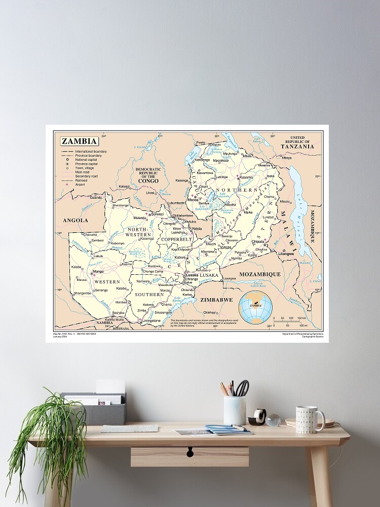 Home Decor Zambia - ザンビア地図、プリントアートキャンバスポスター、リビングルーム、家の壁の装飾絵画
