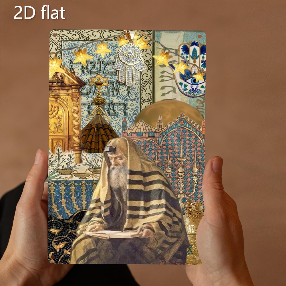 Home Decor Vintage - CIFBUY ヴィンテージユダヤ長老読書アルミ製ウォールアート 8x8 インチ防水メタルサイン 屋内屋外用 ホームデコレーション