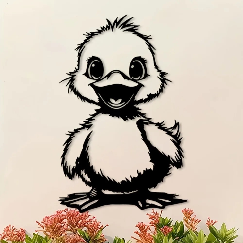 Home Decor Duck - かわいいアヒル 2D フラットプリントメタルウォールアート 防錆耐候性 ホームデコレーション リビングルーム