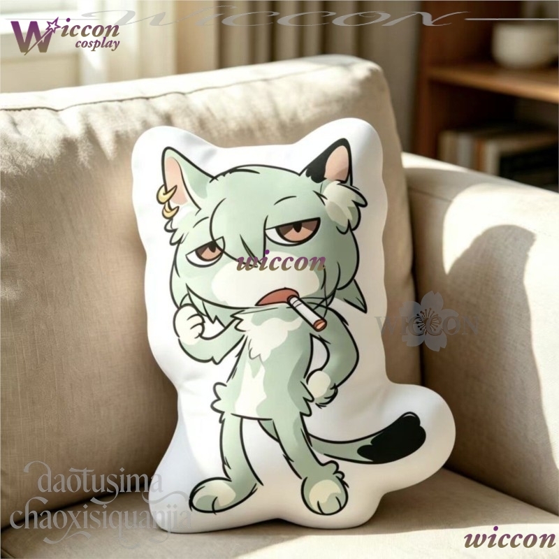Decorative Throw Pillow - ネビュラクローク チェーンスモーカーキャット Qバージョンドール かわいいぬいぐるみ枕 漫画グッズ クッション