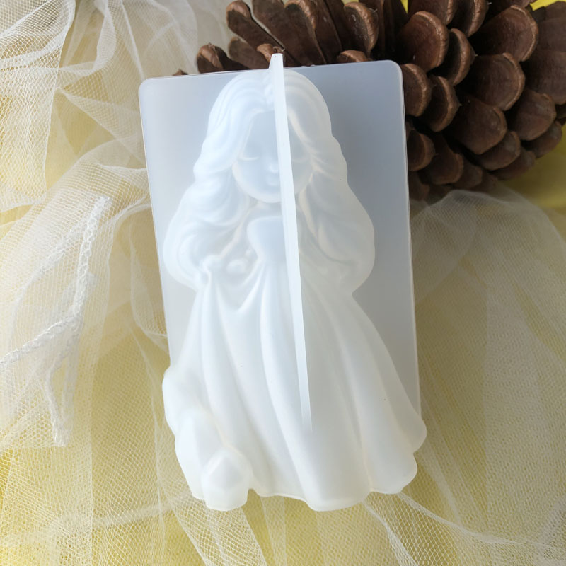 Home Decor Etsy - 3D かわいいプリンセスシリコーンキャンドルモールド天使の女の子石鹸樹脂石膏作る型 DIY 人間チョコレートベーキングツール家の装飾のギフト
