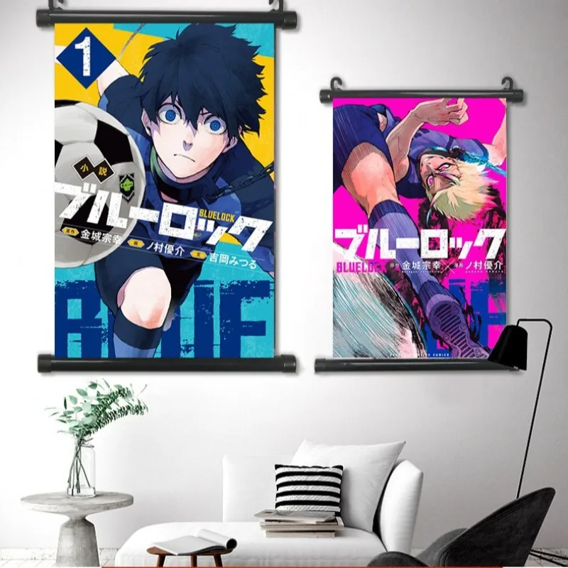 Home Decor Wall Pictures - アニメブルーロックポスター壁アートキャンバス写真いさぎ陽一絵画ちぎり兵馬掛け軸家の装飾40X60CM