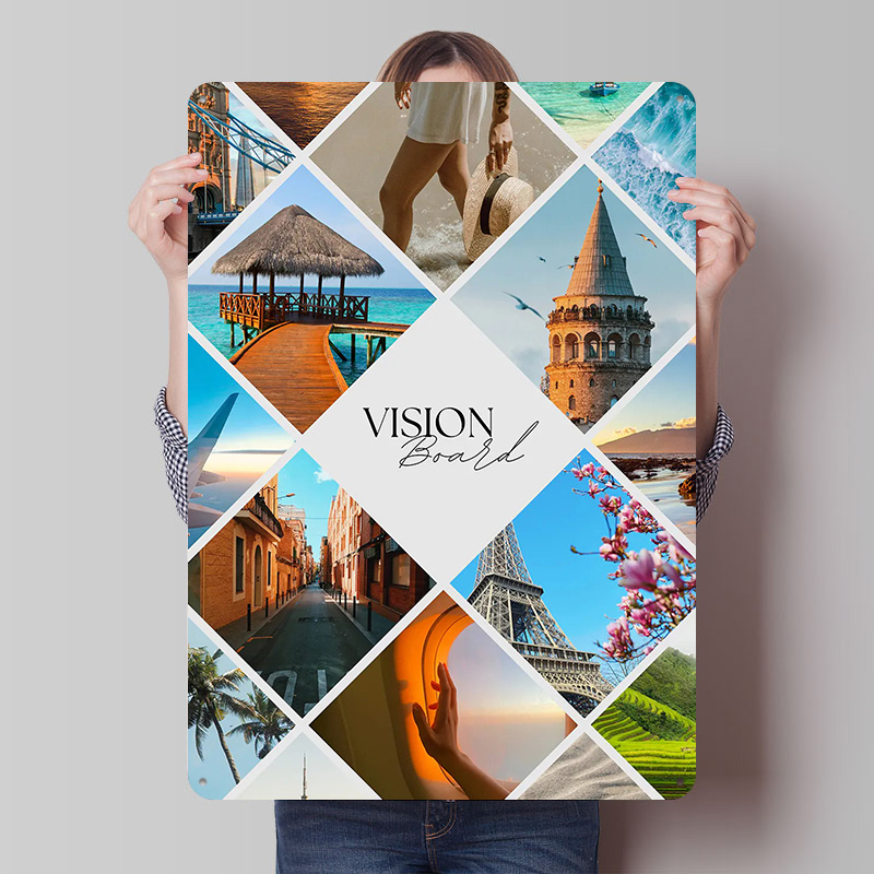 Home Decor Vision Board - トラベルビジョンボードコラージュプリントポスターカスタマイズされたレトロウォールアートヴィンテージメタルティンサインホームベッドルーム装飾ゲーム用