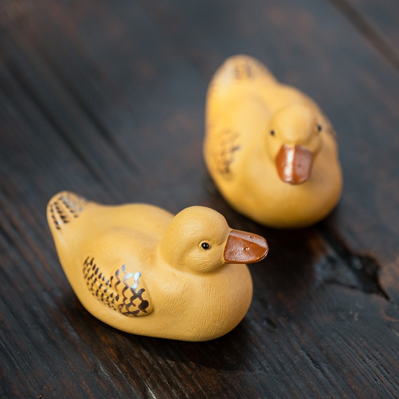 Home Decor Duck - 手作りの宜興紫砂製のかわいいアヒル型茶寵、工夫茶道用の飾り、家のテーブル装飾、ギフト
