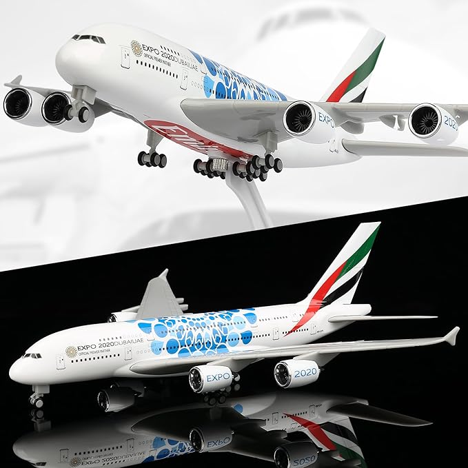 Home Decor Expo - 30cm UAE Expo A380 航空会社 ダイキャスト樹脂製航空機模型