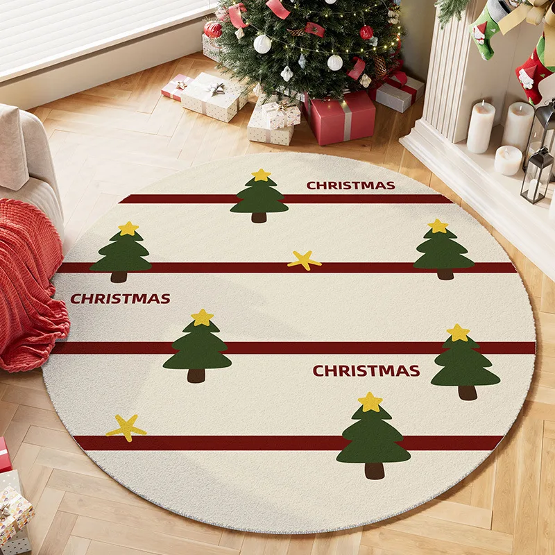 Home Xmas Decor Ideas - ラウンドラグ – リビングルーム用の居心地の良いホリデーホームデコレーション、完璧なクリスマスパーティーアクセント＆ギフトアイデア