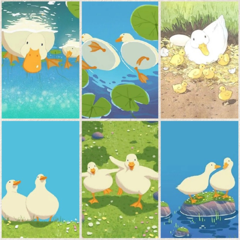 Home Decor Duck - 漫画のアヒル動物ウォールアートポスターキャンバス絵画、部屋、オフィス、学校の装飾品、家の装飾に