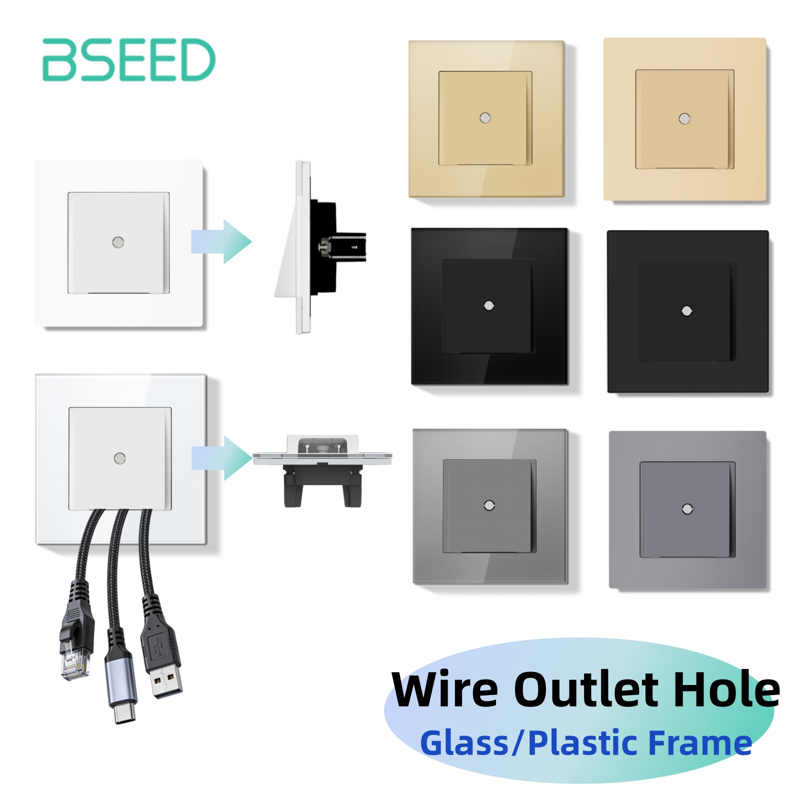 Home Decor Outlet - Bseed E Seires 壁配線口装飾カバー コンセントケーブルプロテクター プラグカバー