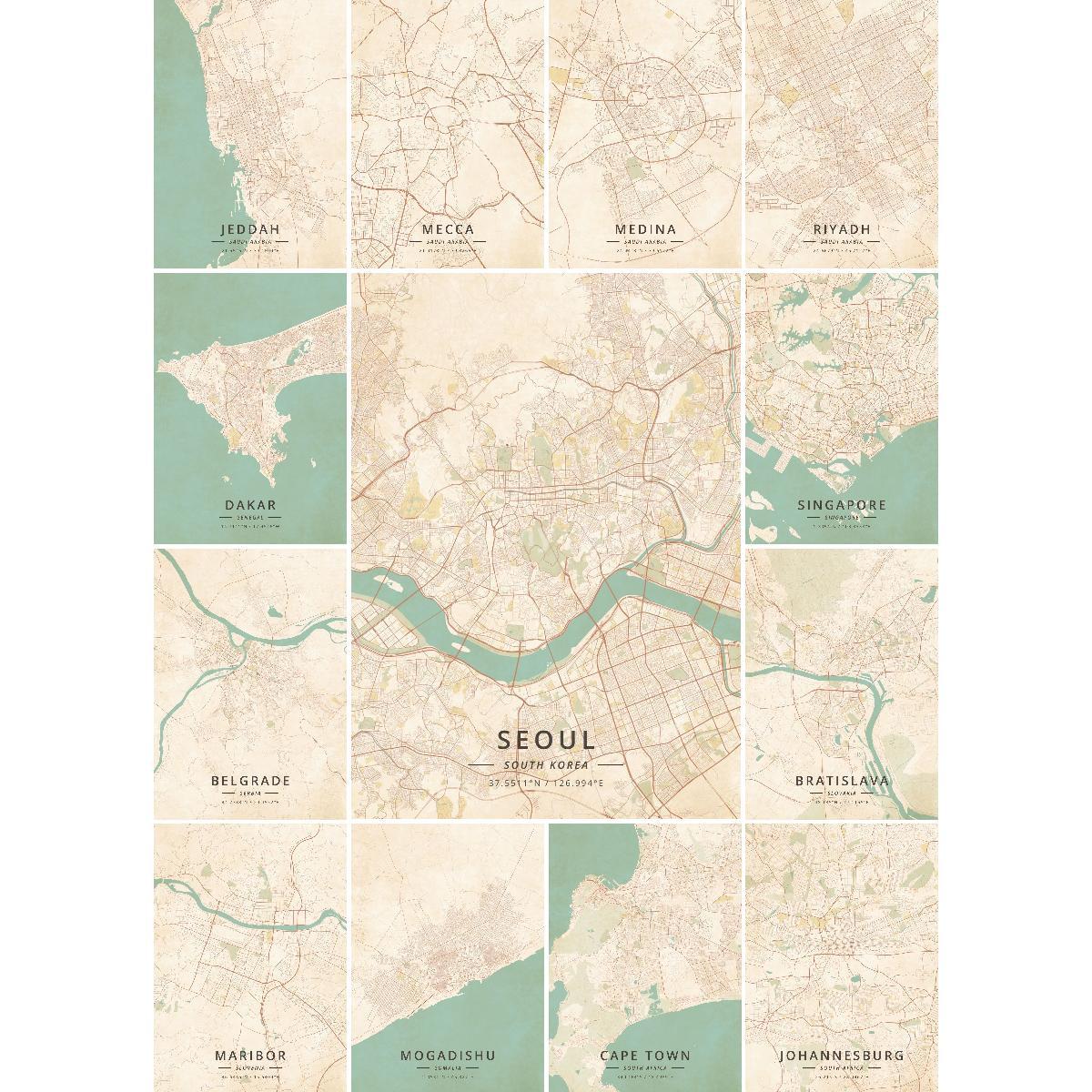 Home Decor Jeddah - Jeedah-athar diarabia都市地図ポスター印刷、自然旅行壁アート、家とオフィスの装飾、照明装飾、壁d