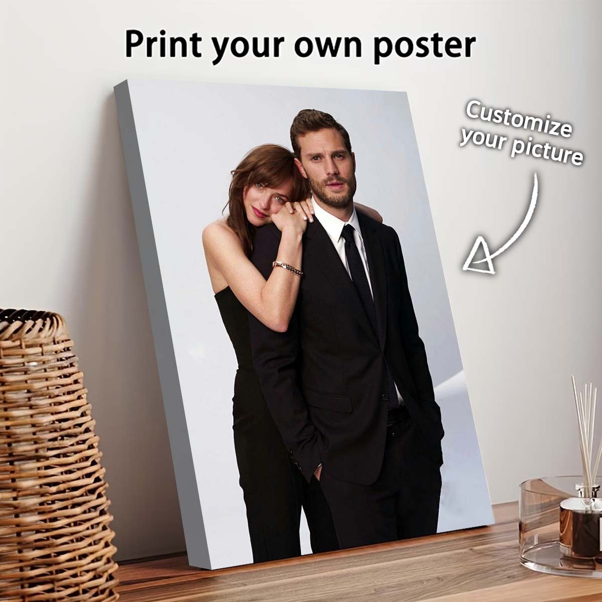 Home Decor Fabric - カスタムプリントキャンバス絵画、あなたの写真から作る、結婚式、誕生日、ポスター、ウォールアート、装飾、ペット、家族、風景画、デコレーション