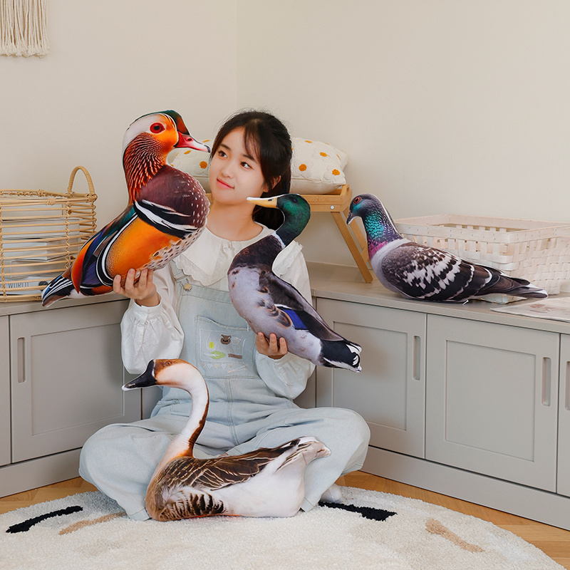 Home Decor Duck - シミュレーション 3D プリント動物枕リアルなオウムガチョウアヒルハトキジコックぬいぐるみかわいいクッションおもちゃ家の装飾