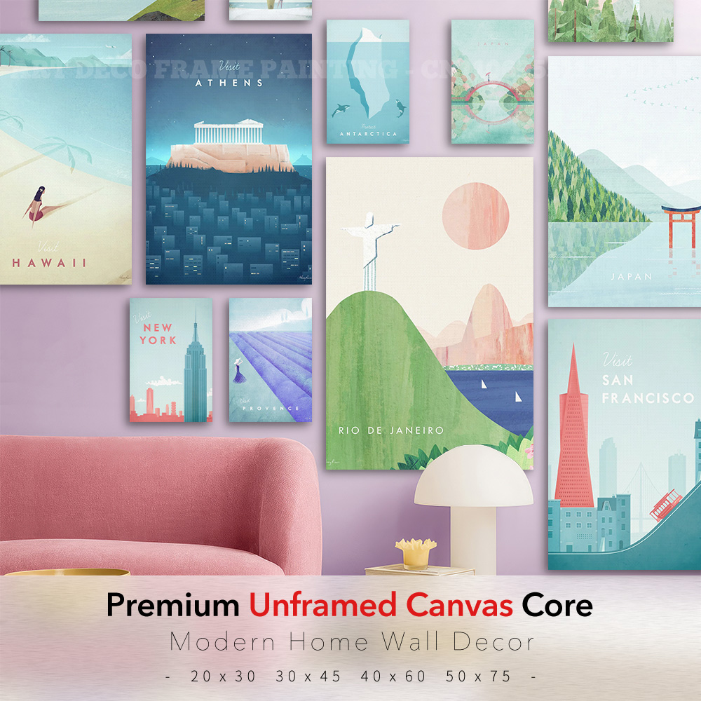 Home Decor New York - ヴィンテージトラベルポスターキャンバスウォールアートアテネハワイニューヨークリオサンフランシスコプロヴァンスプリントモダンベッドルームホームデコレーションギフト