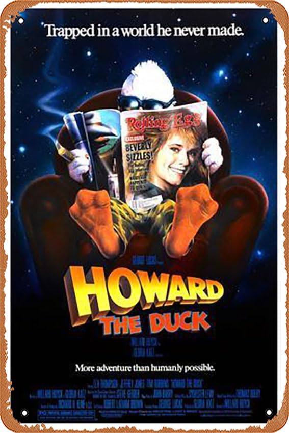 Home Decor Duck - メタルティンサイン - ハワード・ザ・ダック [1986]、ウィラード・ヒューク監督。 - ポスター金属製プラーク、カフェ、バー、家の壁飾り。