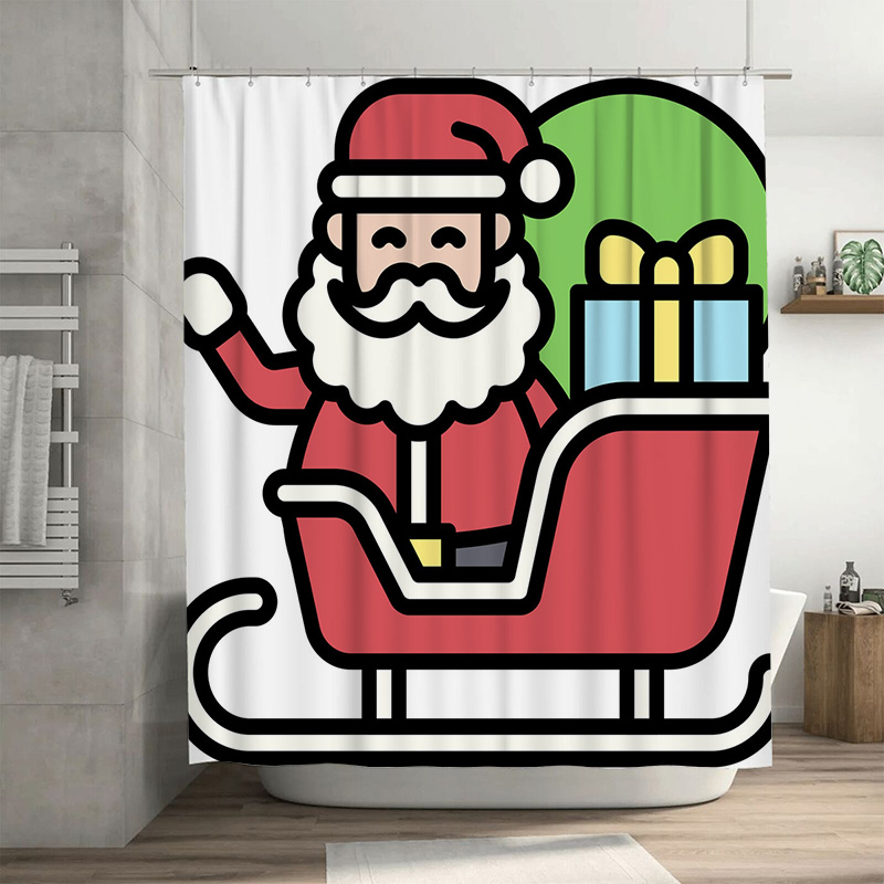 Home Xmas Decor Ideas - TUクリスマスサンタクロースシャワーカーテン、お祝いホリデーバスルーム装飾、防水生地、クリスマスホームデコレーション、ギフトアイデア