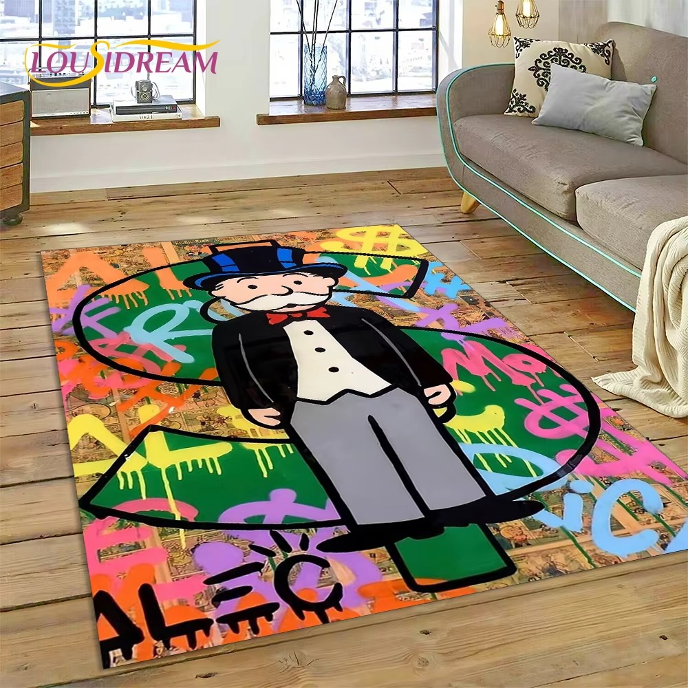 Home Decor Online Game - ゲームダラーモノポリーカートゥーンマネーラグカーペット、リビングルーム、寝室、家の装飾用、フロアマット、滑り止め装飾、ソファドアマット用