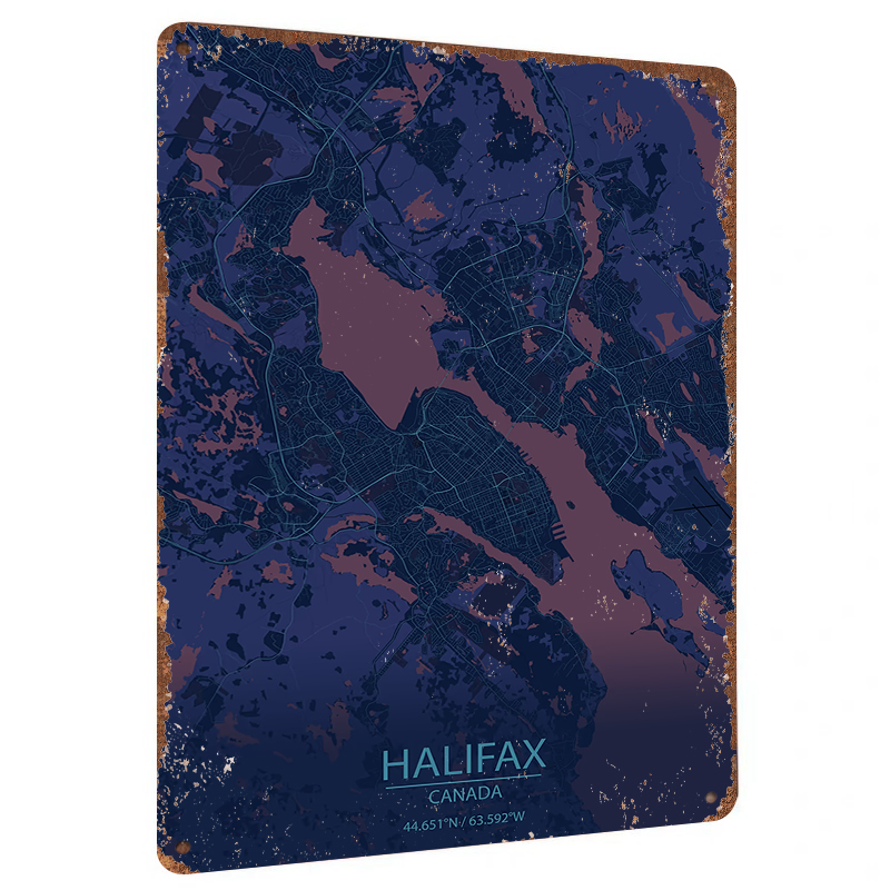 Home Decor Canada - ハリファックス カナダ市地図 メタルウォールアート モダンホームデコレーション ユニークな都市幾何学模様プリント オフィス