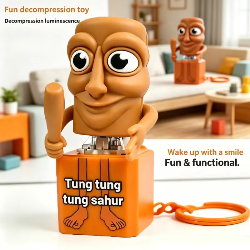Home Decor Company - 新しいタンタンタンサハルキーホルダー木製スティックマンボタンキーホルダー発光ペンダントアニメ周辺おもちゃ家の装飾最高のギフト