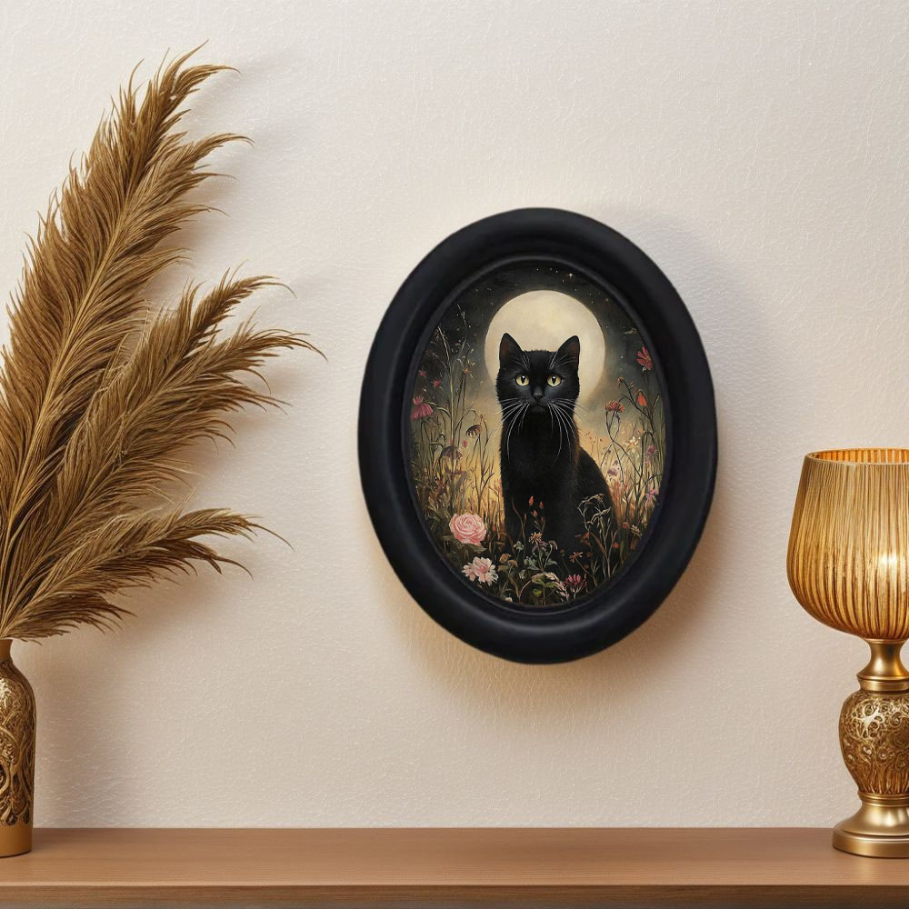 Home Decor Etsy - 1ピース ゴシック ビクトリア朝 レトロ ムーン ブラックキャット