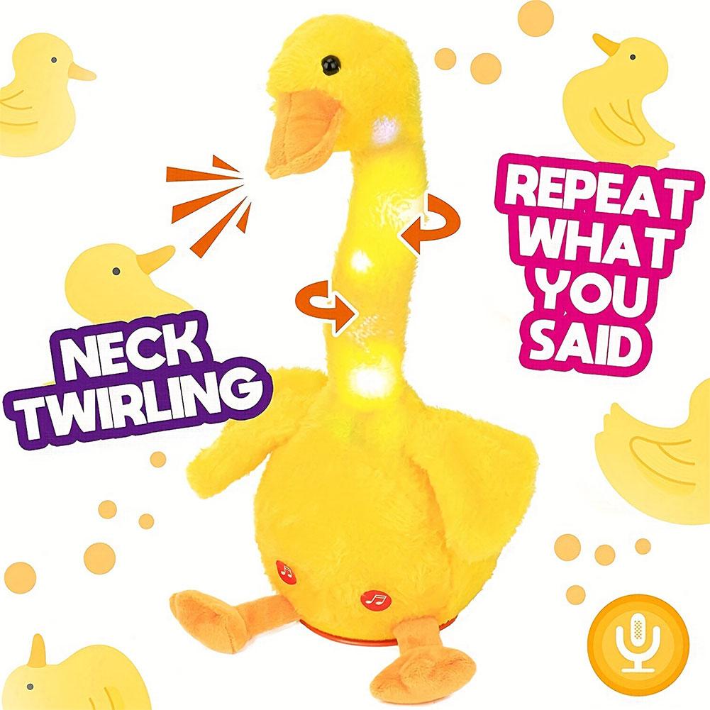 Home Decor Duck - ダンシングダックぬいぐるみ 電動シェイクダンス かわいい幼児教育玩具 ホームデコレーション 音声学習 光るおもちゃ