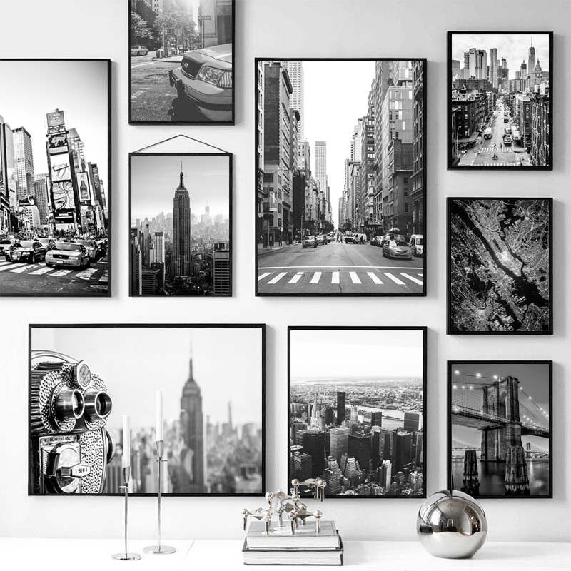 Home Decor New York - ニューヨーク市キャンバス絵画ポスターとプリント白黒壁アート写真リビングルームの装飾家の装飾