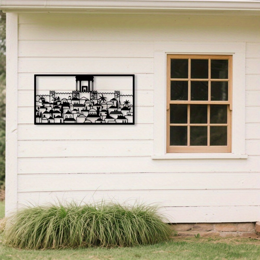 Home Decor In - CIFBUY 金属製ウォールアート エルサレム壁画像 ユダヤ文化装飾 錆びにくい鉄工芸品 ホームハンギングオーナメント