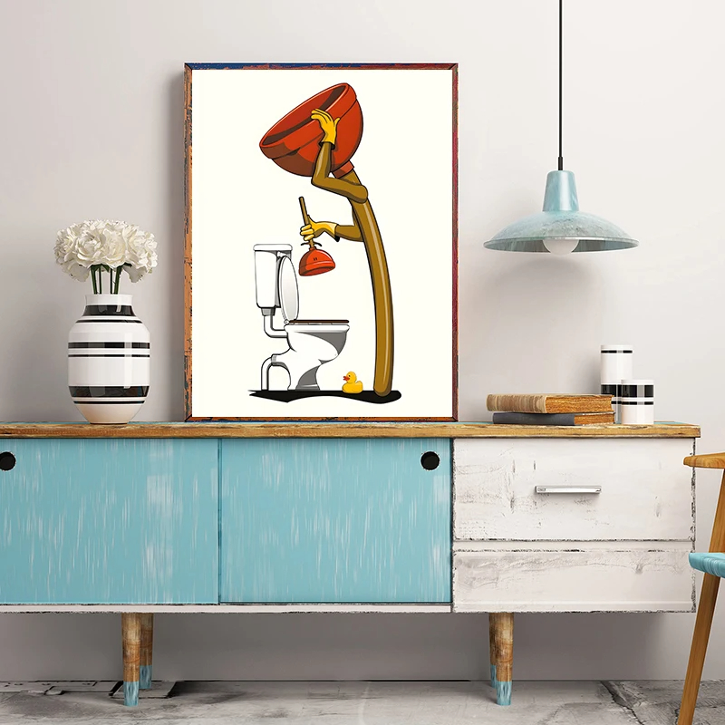 1 個フレームレス楽しいバスルームアニマルウォールアートポス - Home Decor Duck のレビューと価格