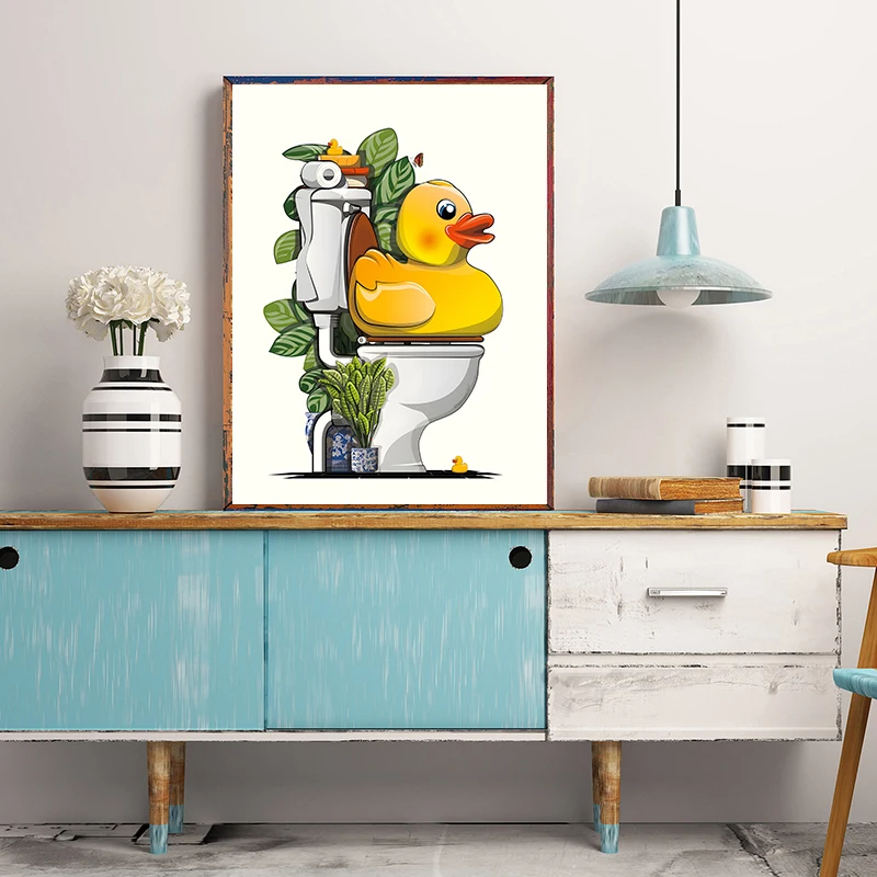 1 個フレームレス楽しいバスルームアニマルウォールアートポス - Home Decor Duck のレビューと価格