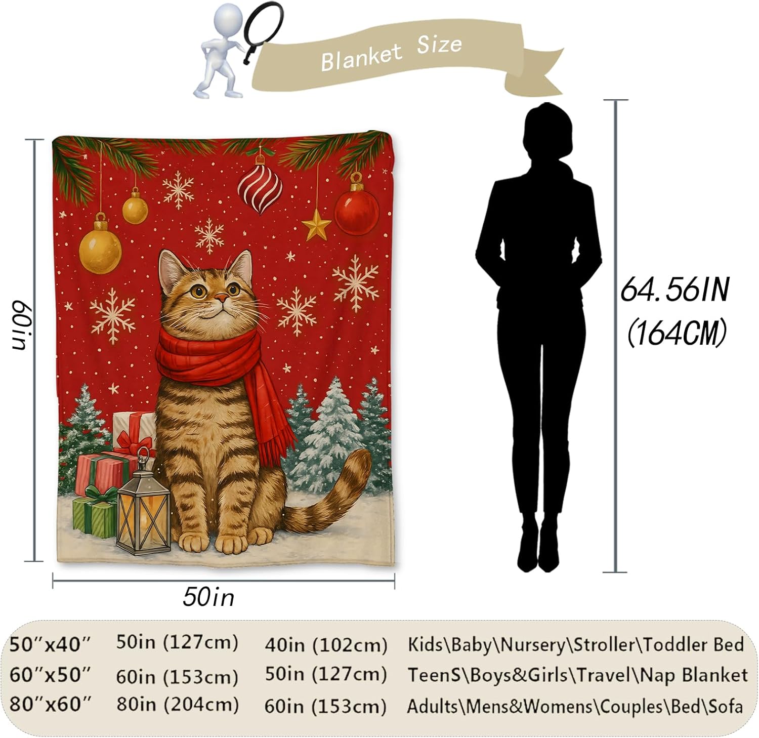 お祝いの猫柄クリスマススローブランケット、居心地の良いホリデ - Home Xmas Decor Ideas のレビューと価格