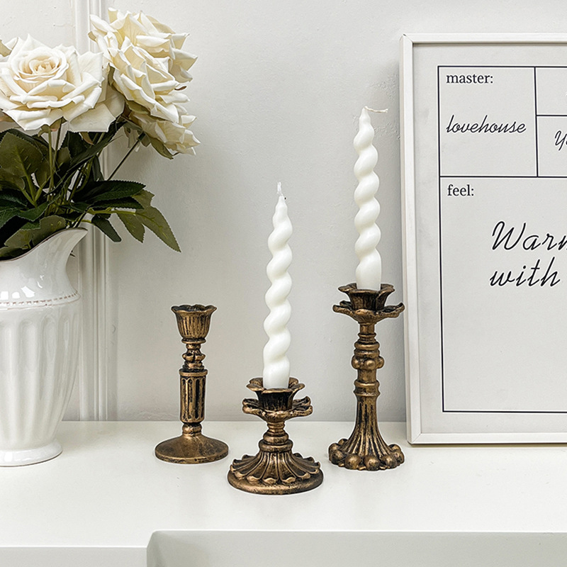 ヴィンテージブロンズ製燭台置物、アンティーク調花柄テーパーホ - Home Decor Vintage のレビューと価格