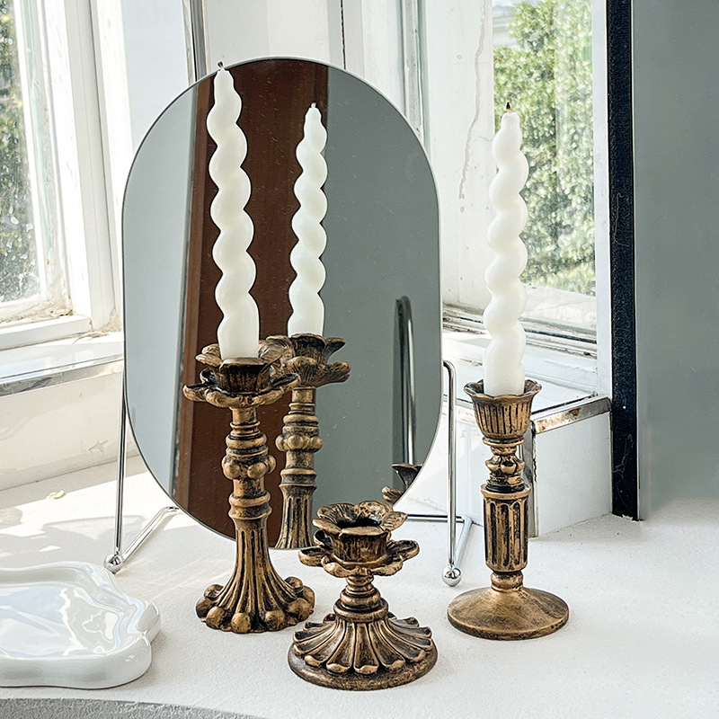 ヴィンテージブロンズ製燭台置物、アンティーク調花柄テーパーホ - Home Decor Vintage のレビューと価格