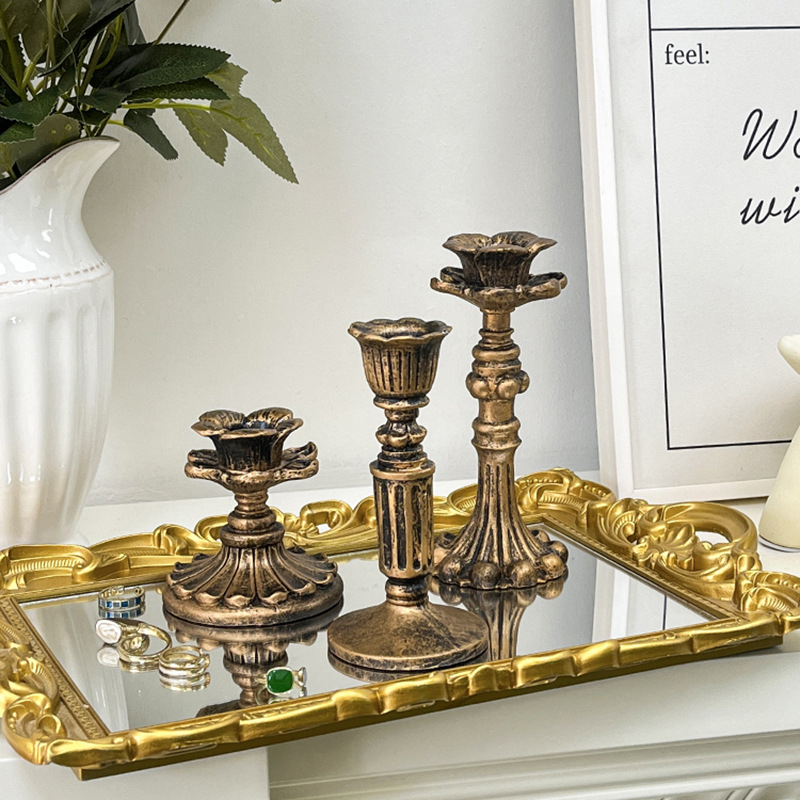 ヴィンテージブロンズ製燭台置物、アンティーク調花柄テーパーホ - Home Decor Vintage のレビューと価格