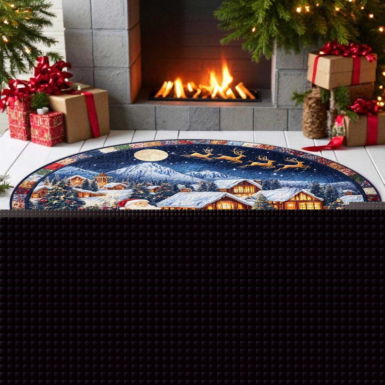 サンタのそり クリスマス ラウンド ドアマット、ヴィンテージ - Home Xmas Decor Ideas のレビューと価格