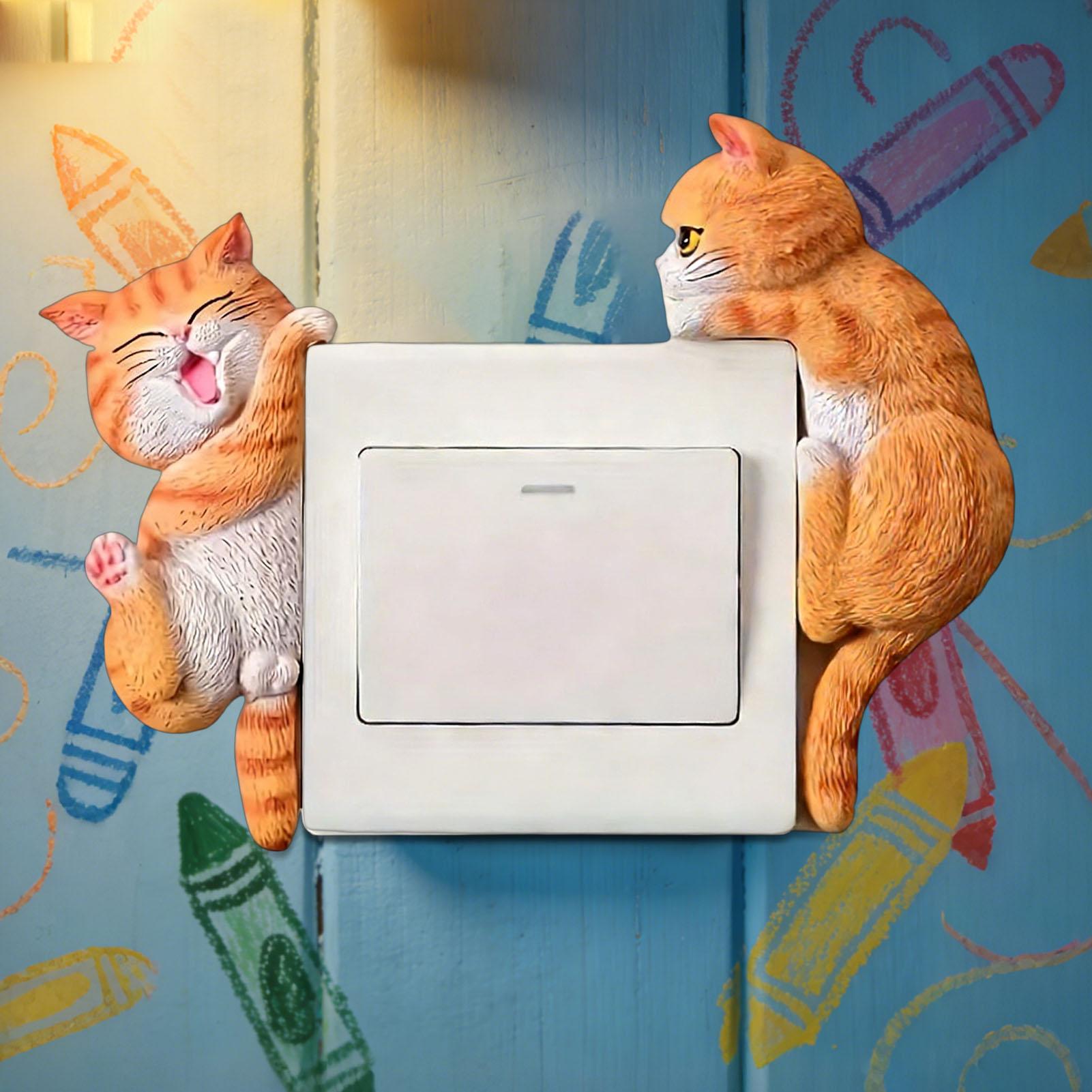 ライトボタンステッカー 2 ピース猫デカール 2D 取り外し - Home Decor Outlet のレビューと価格