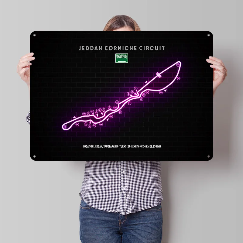 ジェッダ・コルニッシュ・サーキット3Dテクスチャメタルポスタ - Home Decor Jeddah のレビューと価格
