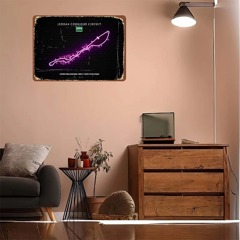 ジェッダ・コルニッシュ・サーキット3Dテクスチャメタルポスタ - Home Decor Jeddah のレビューと価格