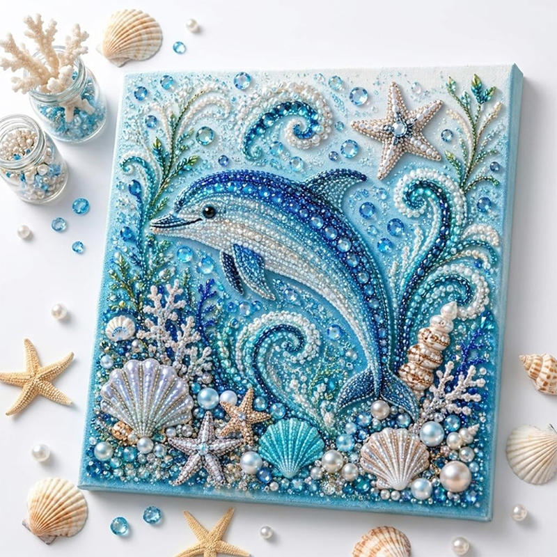 海のテーマパールアートDIYキット　タコの波3Dパールクラフ - Home Decor Etsy のレビューと価格