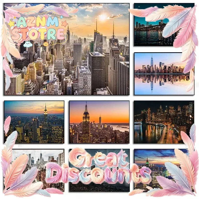 ニューヨーク市の夜景、ネオンビルの風景、ポスターやキャンバス - Home Decor New York のレビューと価格