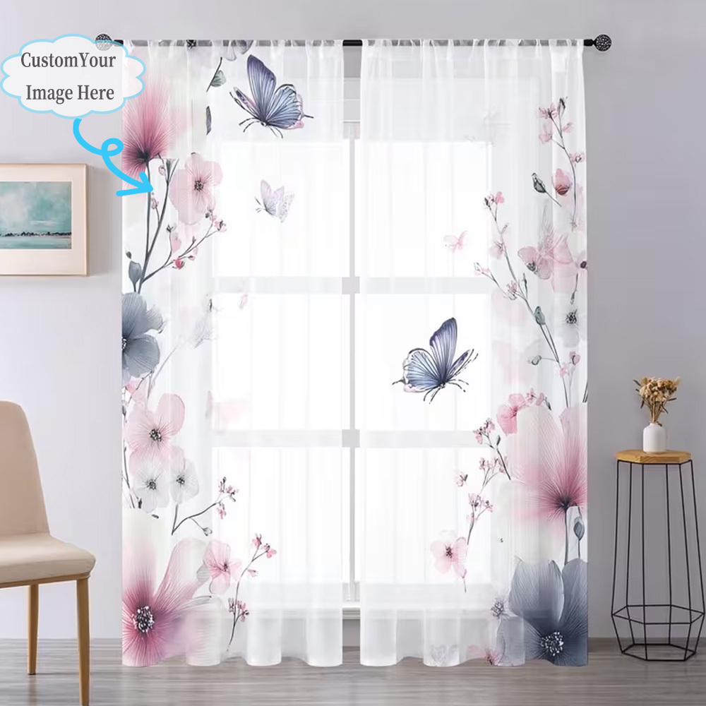 カスタム2Dフラット2枚組シアーカーテン、お好みのデザイン/ - Home Decor Fabric のレビューと価格