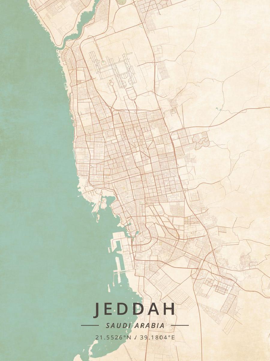 Jeedah-athar diarabia都市地図ポスター印 - Home Decor Jeddah のレビューと価格
