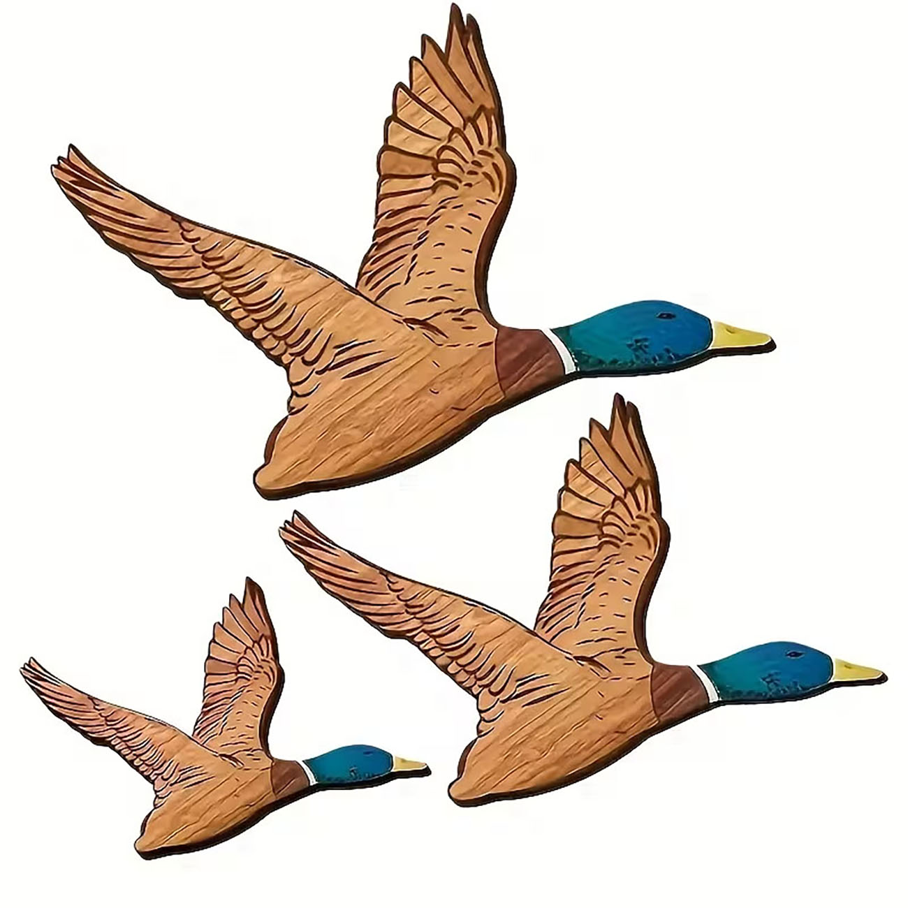 3個セット フライングマーラードダック 木製壁飾り ナノテー - Home Decor Duck のレビューと価格