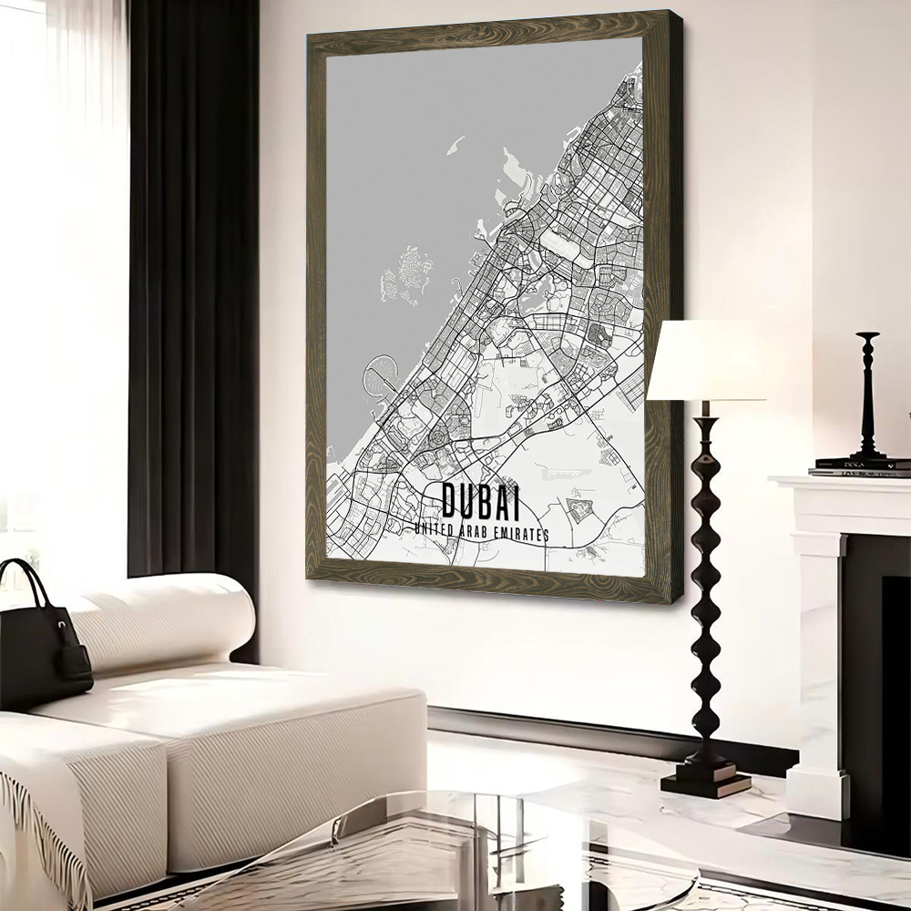 UAE ドバイ市地図ポスターキャンバスウォールアートパーソナ - Home Decor Dubai のレビューと価格