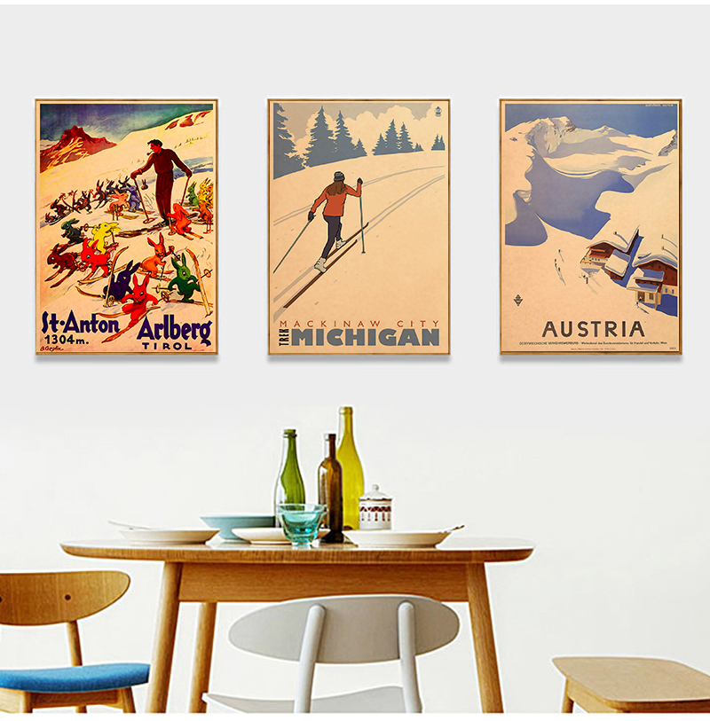 カナダのスキーキャンバスキャンバス絵画スキーヴィンテージのク - Home Decor Canada のレビューと価格
