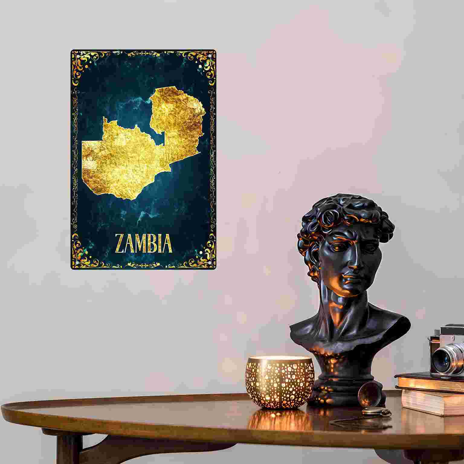2Dフラット1枚入りザンビア金箔地図装飾壁掛けサイン、自宅、 - Home Decor Zambia のレビューと価格