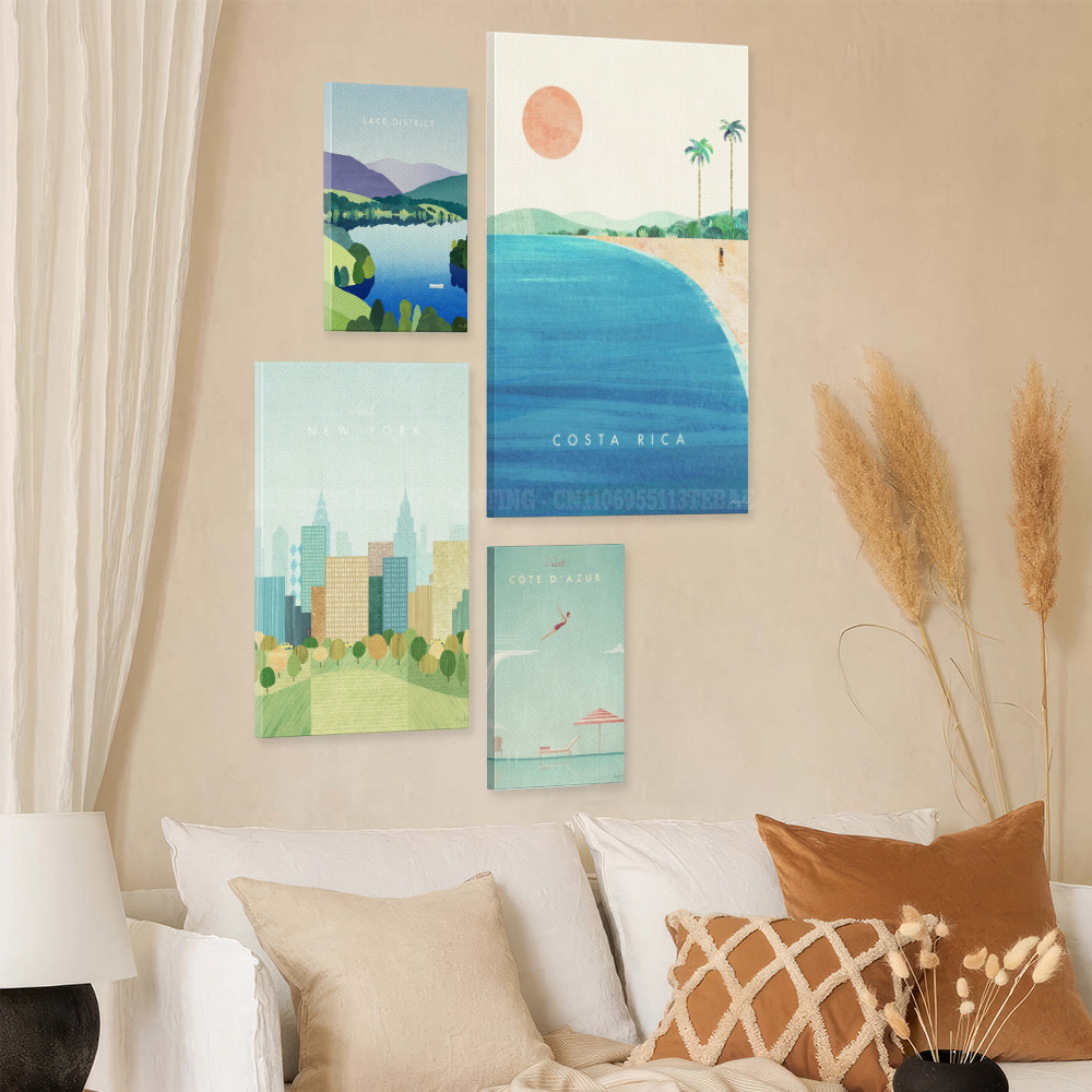 ヴィンテージトラベルポスターキャンバスウォールアートアテネハ - Home Decor New York のレビューと価格