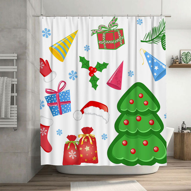 TU シャワーカーテン クリスマス フォレスト 鹿柄 防水  - Home Xmas Decor Ideas のレビューと価格