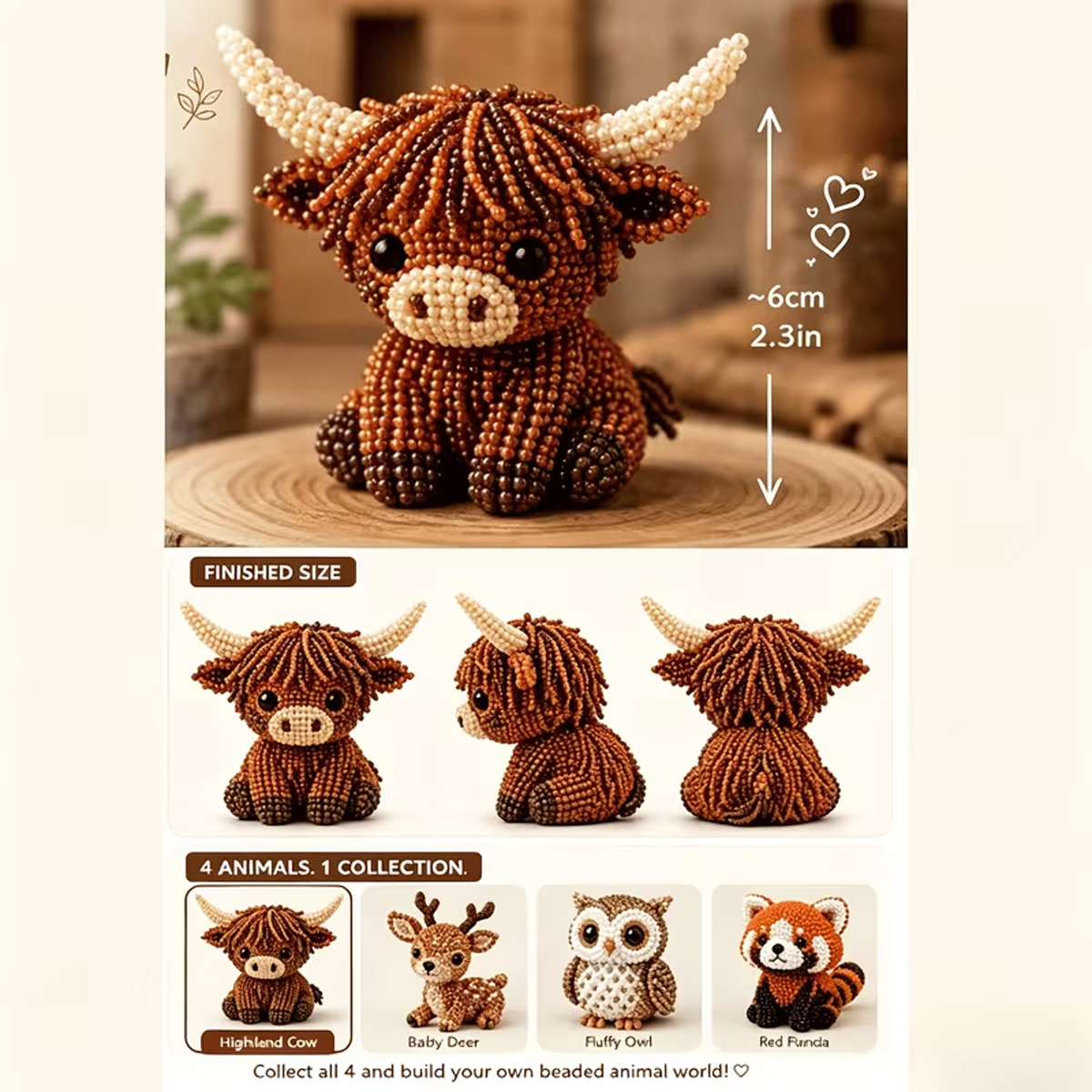 ミニ3Dビーズ動物DIYキット、カラフルなビーズと説明書付き - Home Decor Etsy のレビューと価格