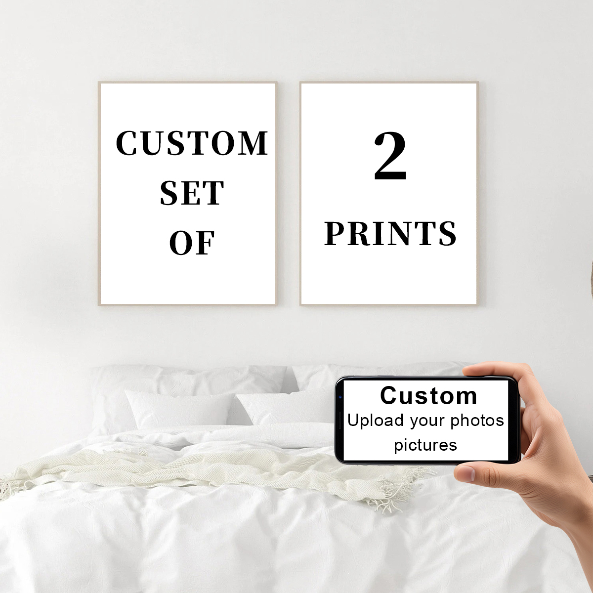 2 ピース/セットカスタムキャンバスプリント写真壁アートパー - Home Decor Wall Pictures のレビューと価格