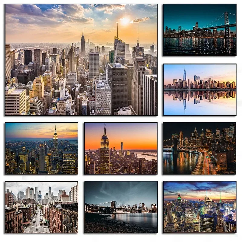 ニューヨーク市夜景ネオンビルディングポスターキャンバス絵画壁 - Home Decor New York のレビューと価格