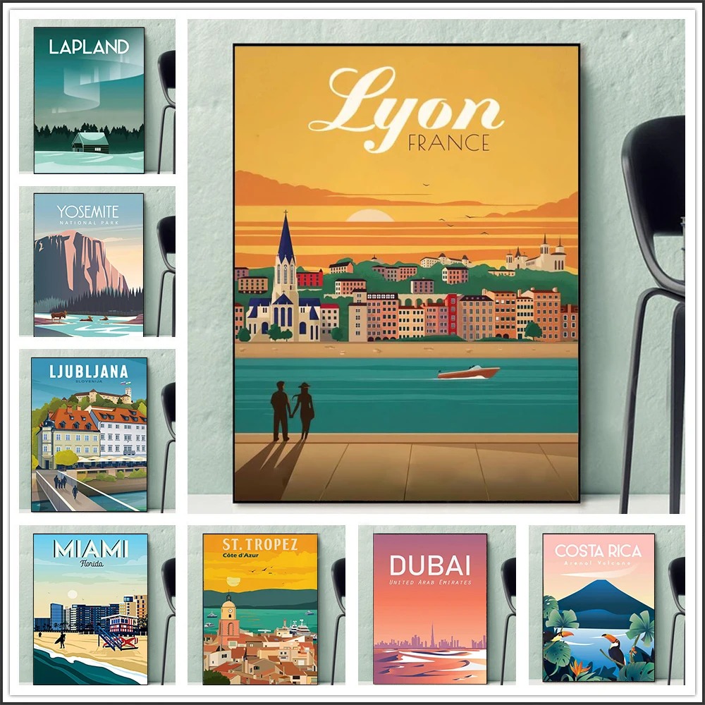 ドバイ、マイアミ、リヨン、ヨセミテ、観光都市のウォールアート - Home Decor Dubai のレビューと価格